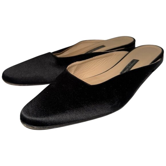 LAFAYETTE 148 Black Satin Slip On Mules 36.5 6.5 Hand Made in Italy Dress Shoes - Picture 2 of 8